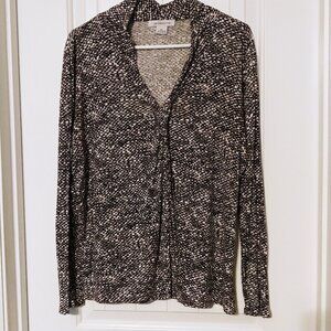 Liz Claiborne Black/Gray/White Snakeskin Patterned Long Sleeve Top - Size XL